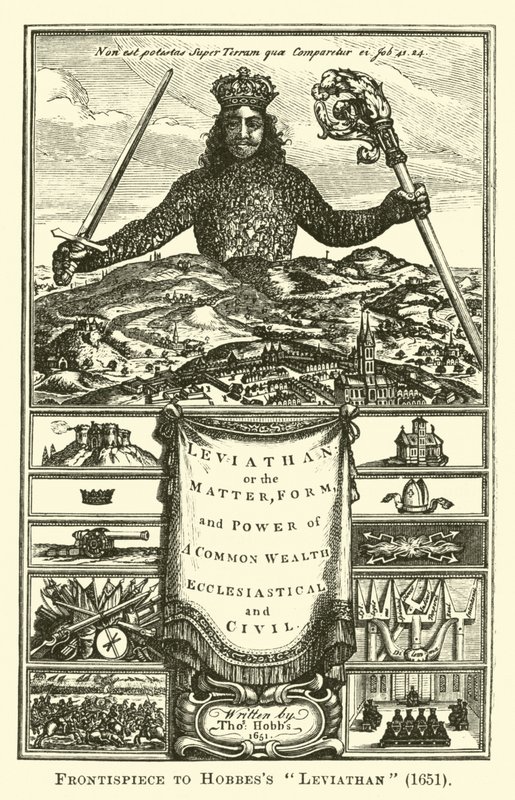 Frontispice du Léviathan de Hobbes, 1651 - English School