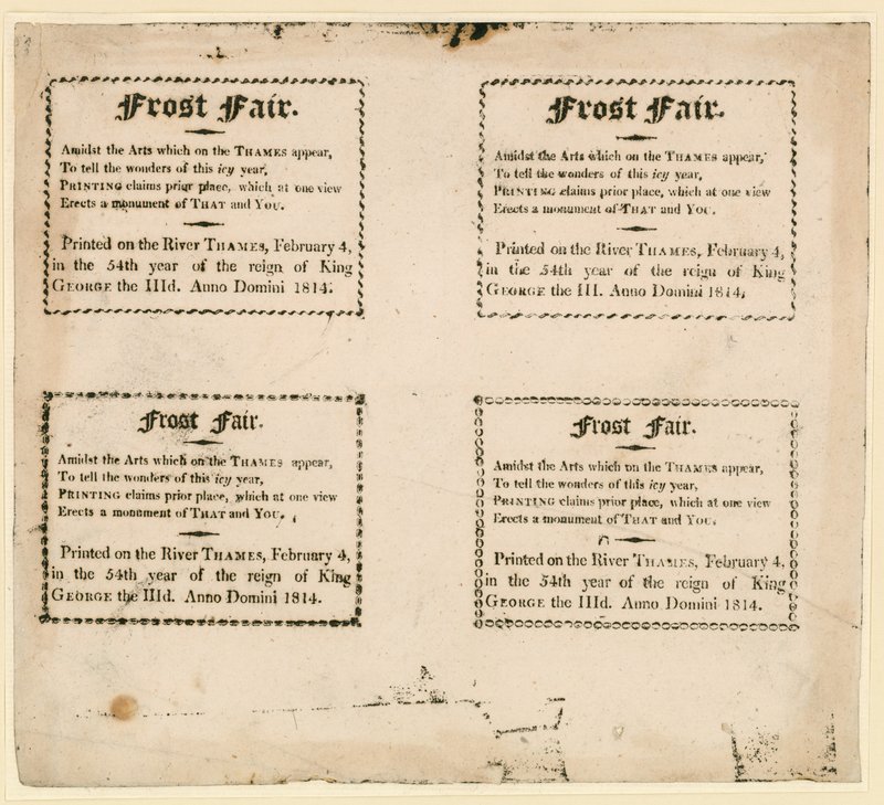 Foire de glace de 1814 - souvenirs imprimés sur la glace - English School