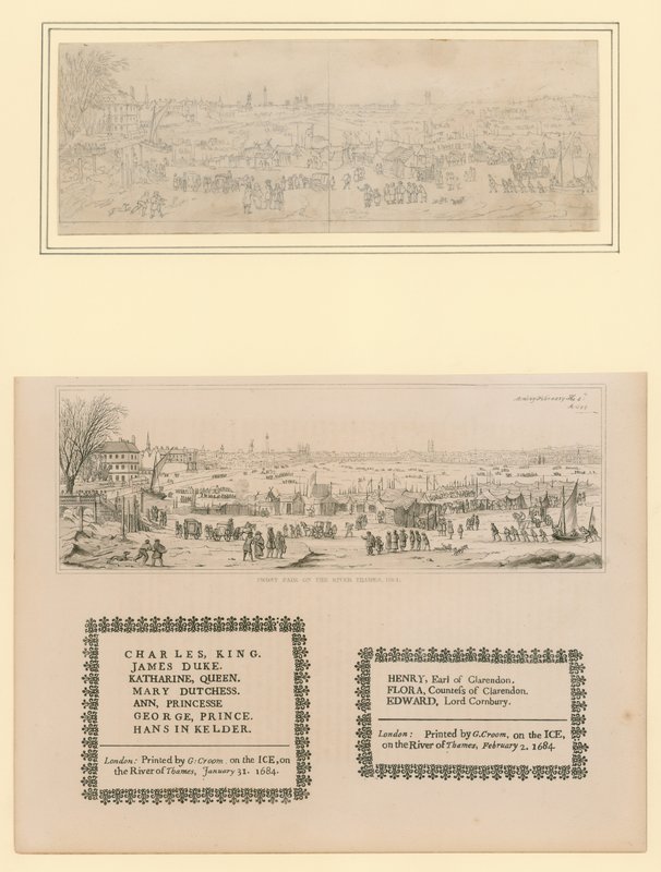 Foire sur la Tamise, Souvenir imprimé pour le roi Charles II et sa famille, 1684 - English School
