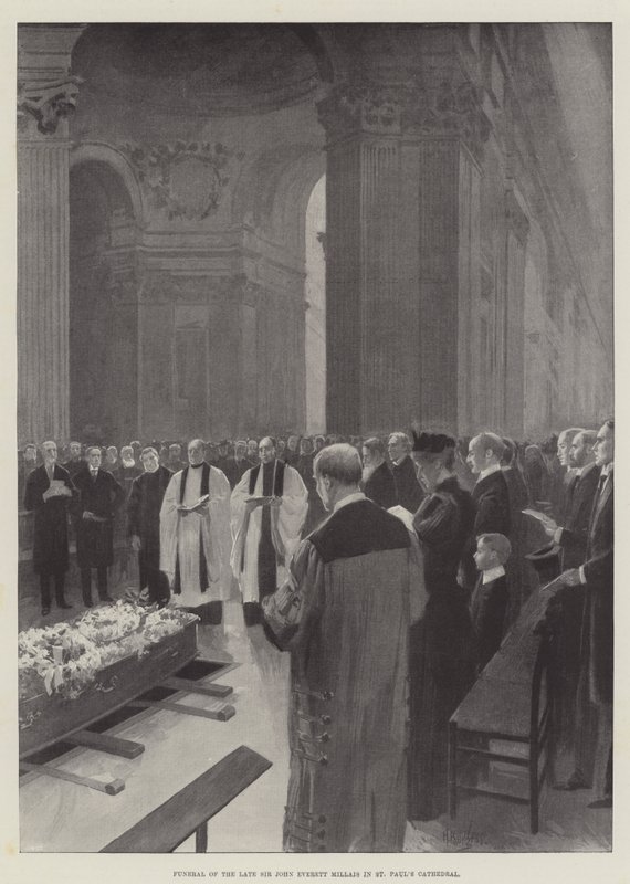 Funérailles de feu Sir John Everett Millais à la cathédrale Saint-Paul (gravure) - English School