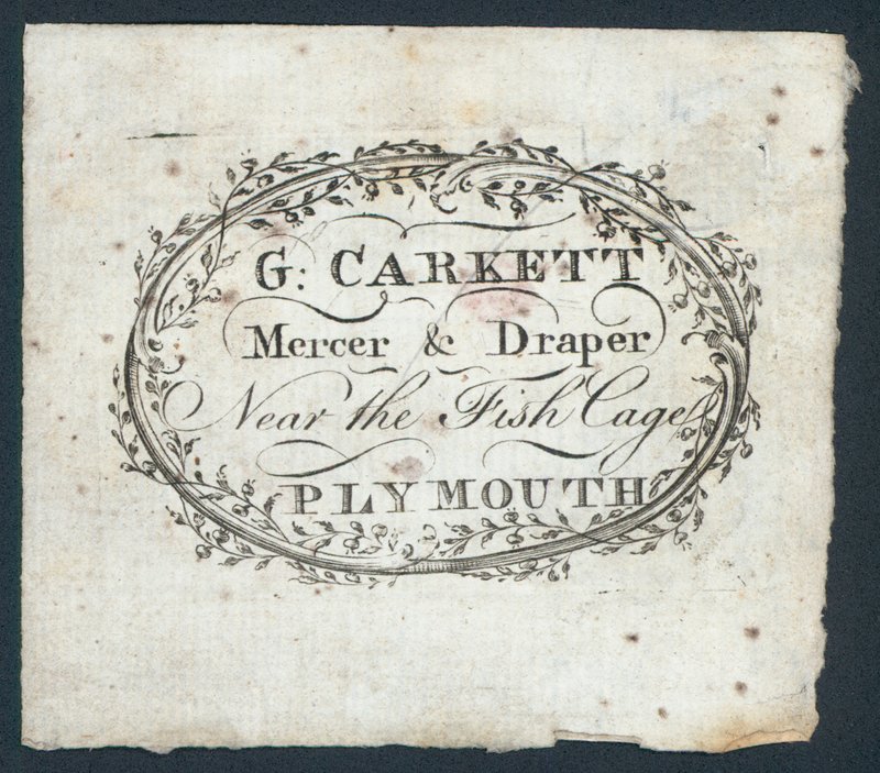 G Carkett, mercier et drapier, carte de visite - English School
