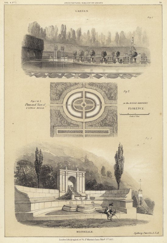 Jardins : Isola Bella dans les jardins de Boboli, Florence, et Monreale, Italie - English School