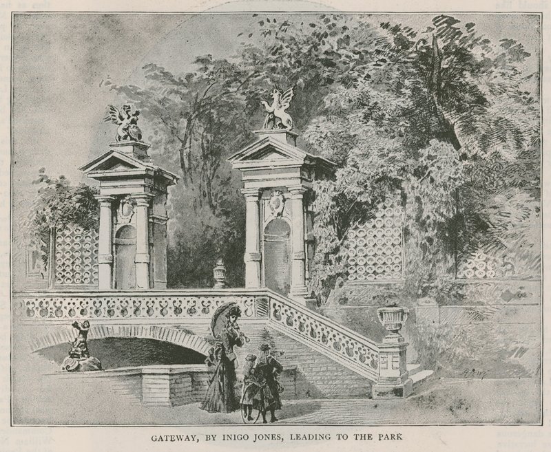 Portail, par Inigo Jones, menant au parc, Holland House - English School