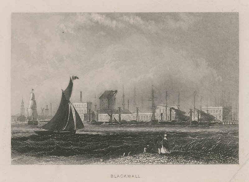Vue générale des bateaux sur la Tamise à Blackwall - English School