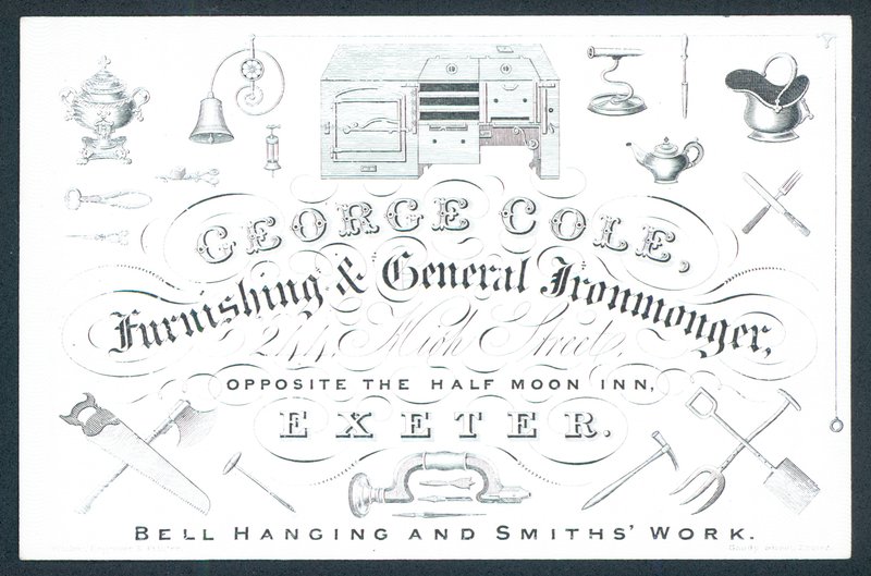 George Cole, quincaillier et ferblantier, carte de visite - English School