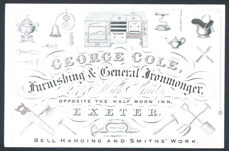 George Cole, quincaillier et ferblantier, carte de visite - English School