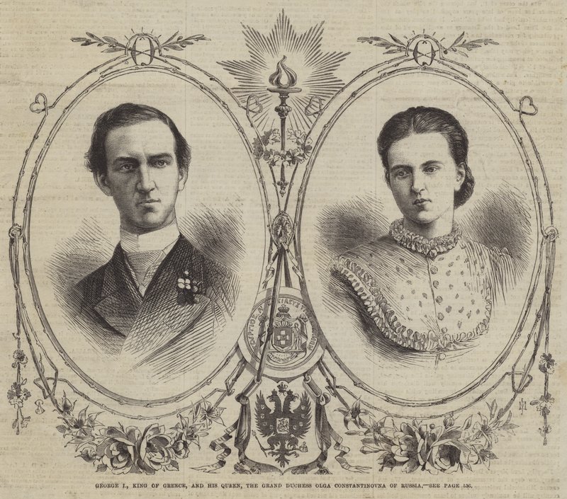 George I, Roi de Grèce, et sa Reine, la Grande-Duchesse Olga Constantinovna de Russie - English School