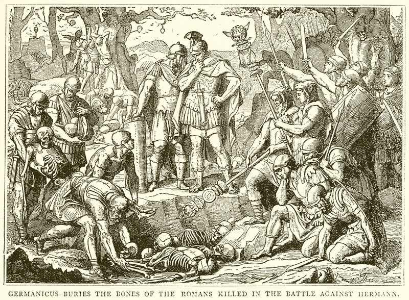 Germanicus enterre les os des Romains tués dans la bataille contre Hermann - English School