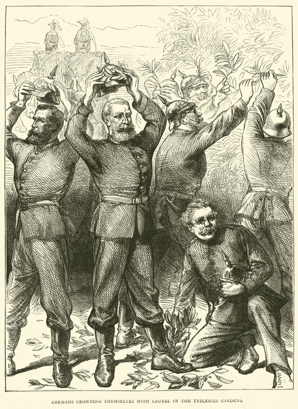 Les Allemands se couronnant de lauriers dans les jardins des Tuileries, mars 1871 - English School
