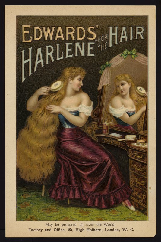 Fille brossant ses longs cheveux blonds ; Edward
