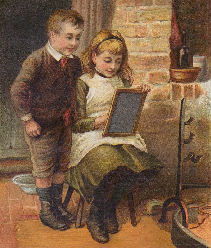 Fille aidant son frère avec ses devoirs - English School
