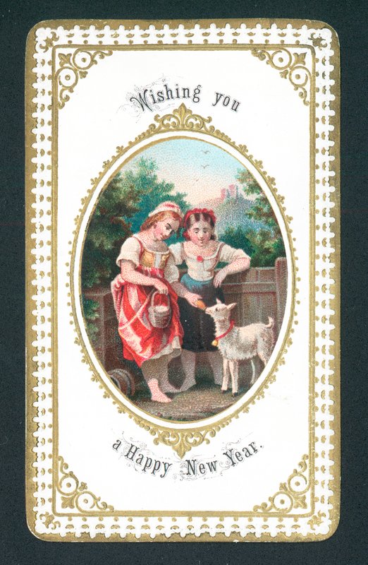 Filles nourrissant une chèvre - English School