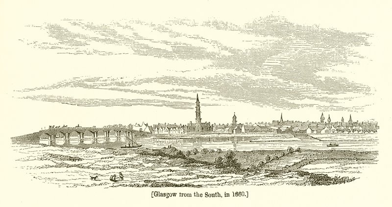Glasgow depuis le sud, en 1660 - English School