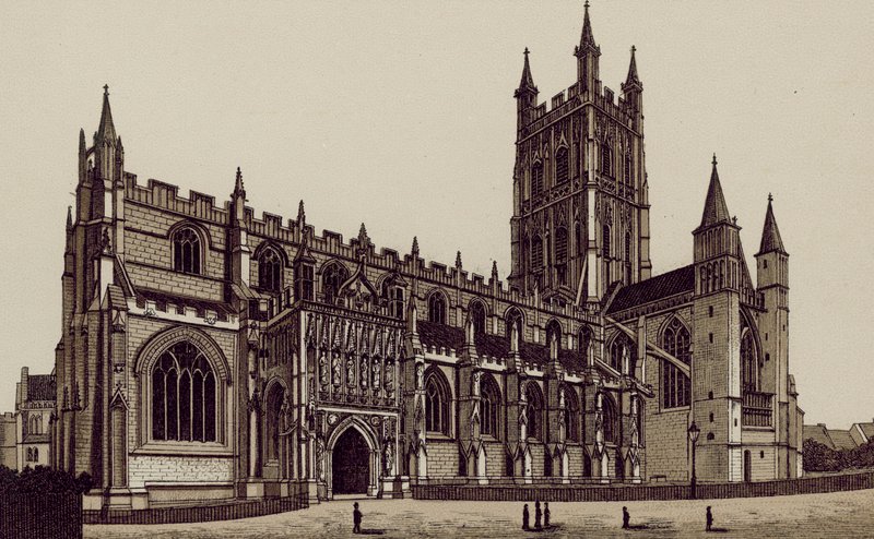 Cathédrale de Gloucester, vue du sud-ouest - English School