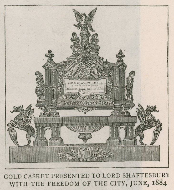 Coffret en or offert à Lord Shaftesbury avec la liberté de la ville, juin 1884 - English School