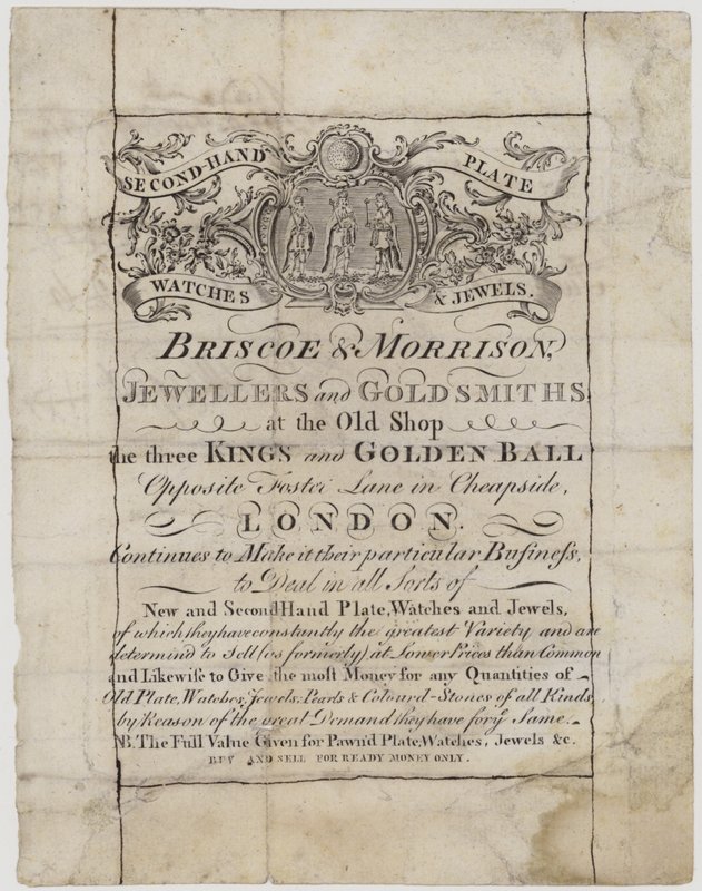 Orfèvres et argentiers, Briscoe et Morrison, carte de visite - English School