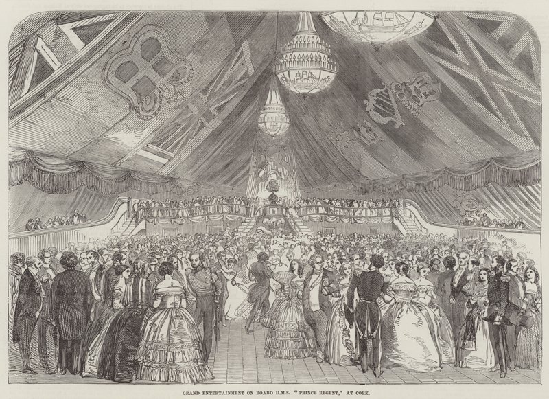 Grand divertissement à bord du HMS "Prince Regent" à Cork (gravure) - English School