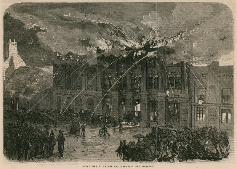 Grand incendie chez Laurie et Marner, Oxford Street, Londres - English School