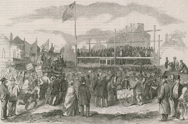 Grande manifestation en plein air contre le péage du nouveau pont de Chelsea - English School
