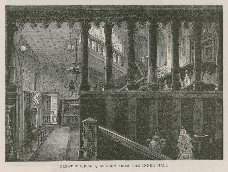 Grand escalier vu depuis le hall intérieur, Holland House - English School