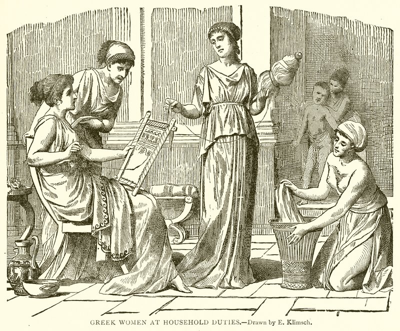 Femmes grecques aux tâches ménagères - English School