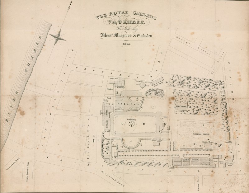 Plan du jardin de Vauxhall, Londres - English School