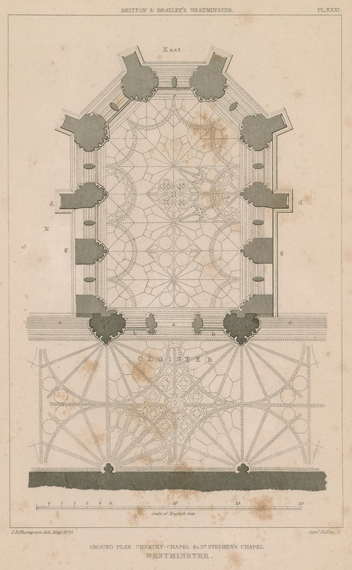 Plan au sol de la chapelle Chantry, chapelle St Stephen, palais de Westminster - English School