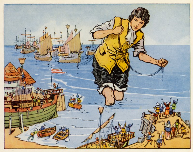 Les Voyages de Gulliver : Il capture la flotte à Blefuscu - English School