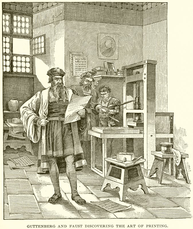 Gutenberg et Faust découvrant l