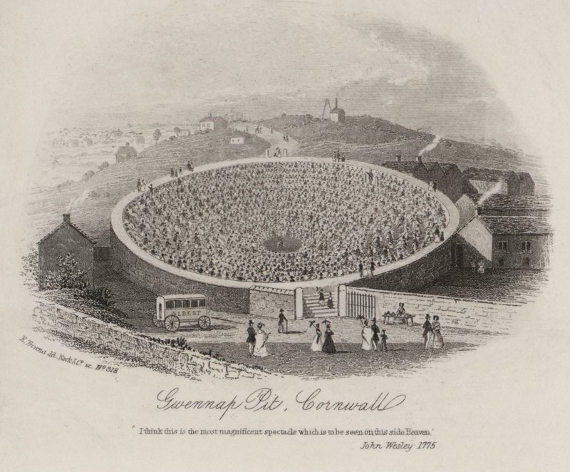 Gwennap Pit, Cornouailles, où John Wesley a prêché à de nombreuses reprises entre 1762 et 1789 - English School