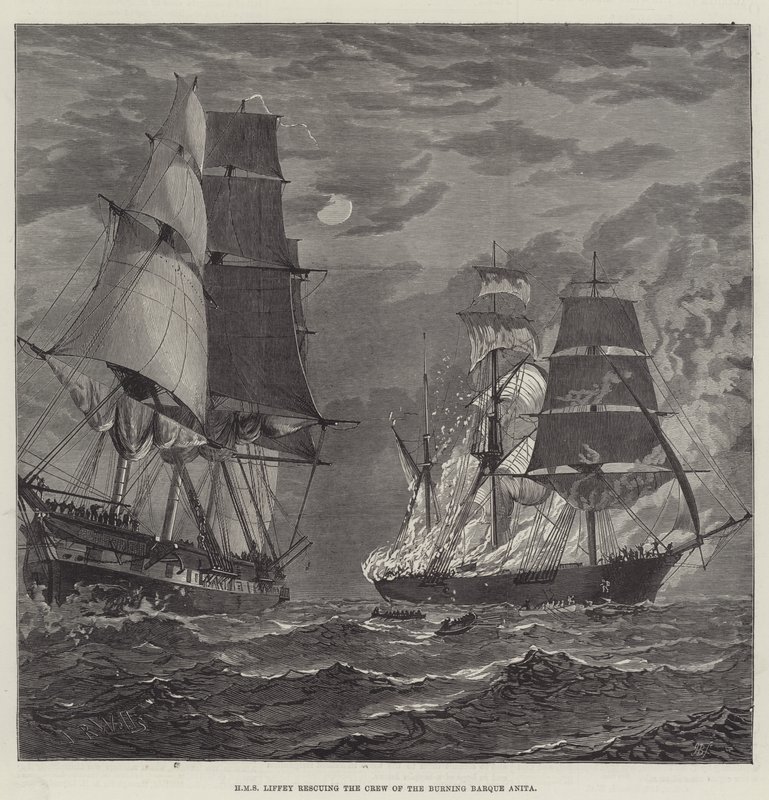 HMS Liffey sauvant l