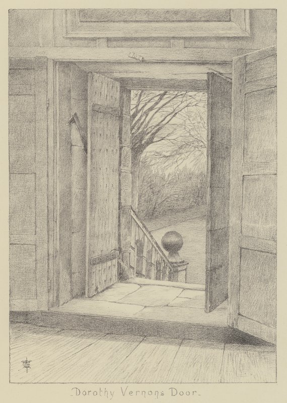 Haddon Hall, La porte de Dorothy Vernon (lithographie) - English School