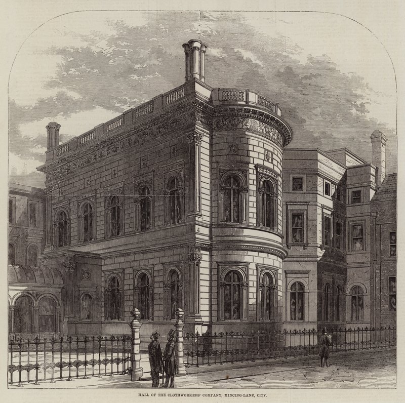 Salle de la Compagnie des Drapiers, Mincing-Lane, City (gravure) - English School
