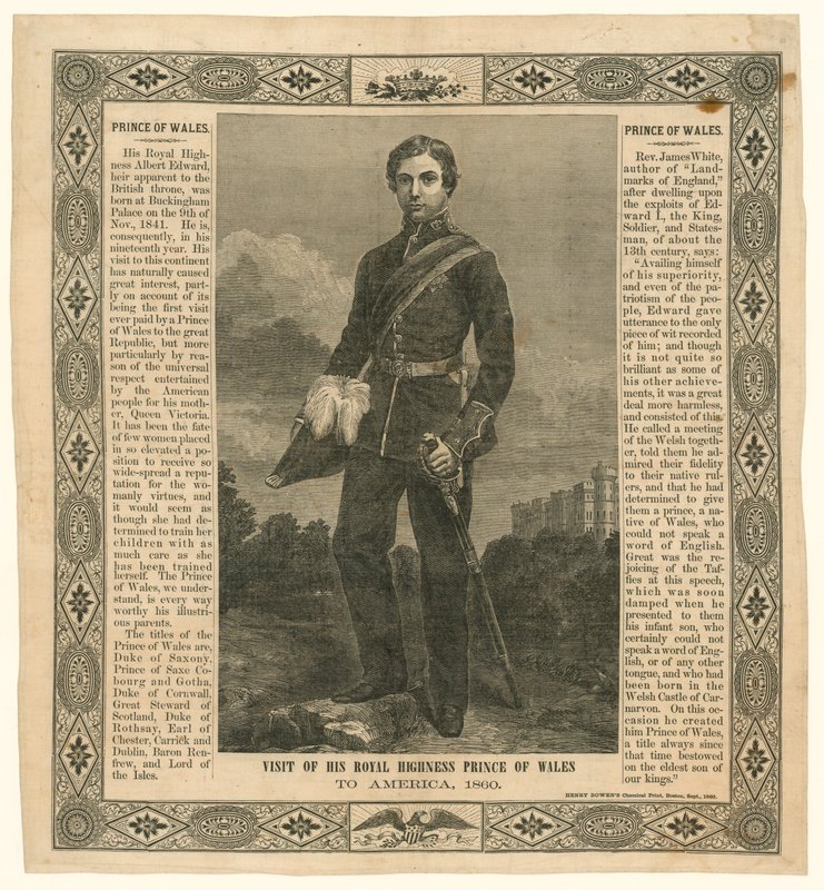 Mouchoir commémorant le voyage du Prince de Galles en Amérique, 1860 - English School