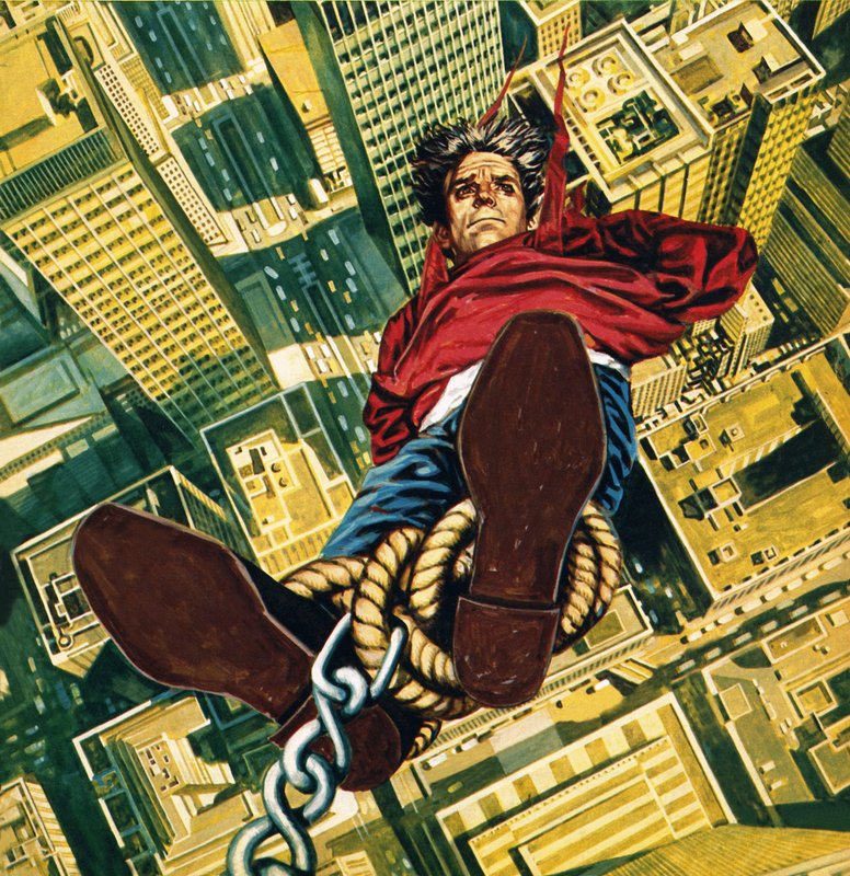 Harry Houdini suspendu du sommet d
