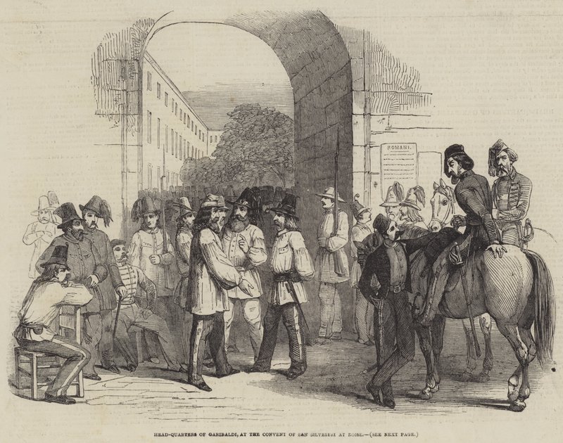Quartier général de Garibaldi, au couvent de San Silvestri à Rome (gravure) - English School