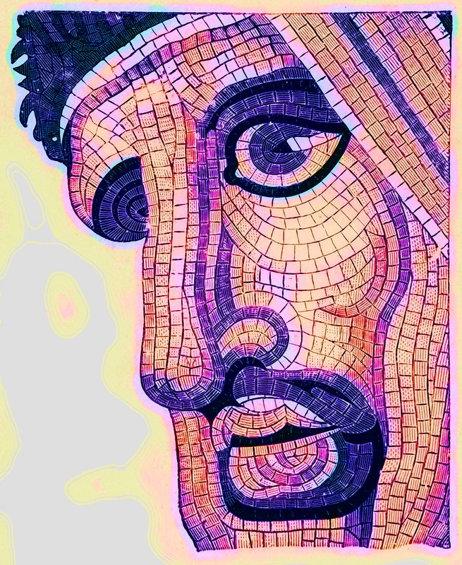 Tête en mosaïque, de La Bataille d