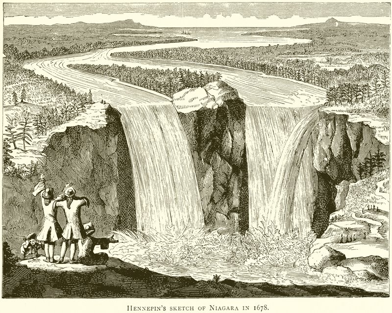 Croquis de Hennepin de Niagara en 1678 - English School