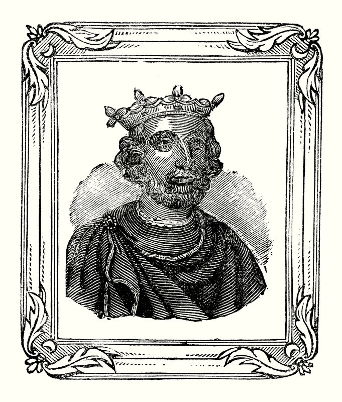 Henri III est né en 1208, couronné en 1216 et mort en 1272 (gravure) - English School