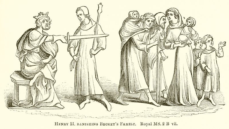 Henri II bannissant la famille de Becket - English School