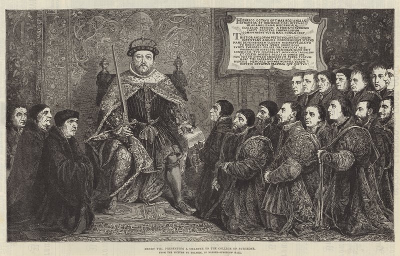 Henri VIII présentant une charte au Collège des chirurgiens - English School