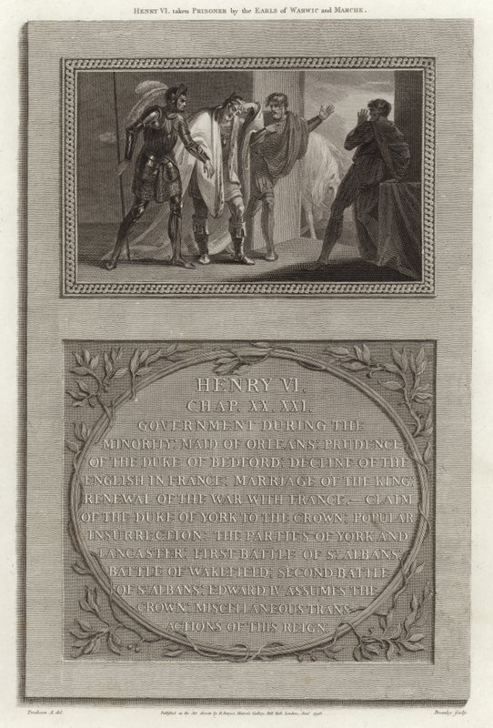 Henri VI capturé par les comtes de Warwick et de Marche - English School
