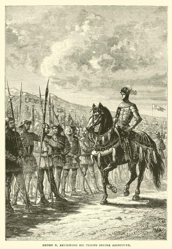 Henri V passant en revue ses troupes avant Azincourt - English School