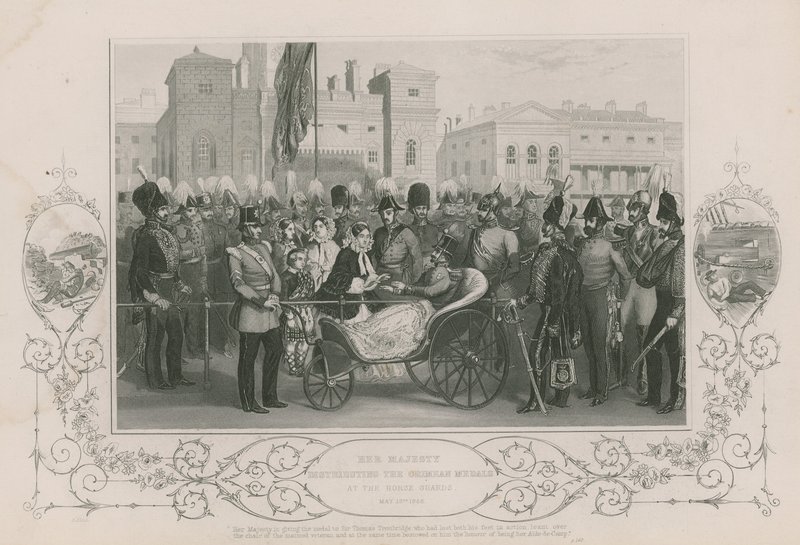 Sa Majesté a distribué les médailles de Crimée aux Horse Guards, le 18 mai 1856 - English School