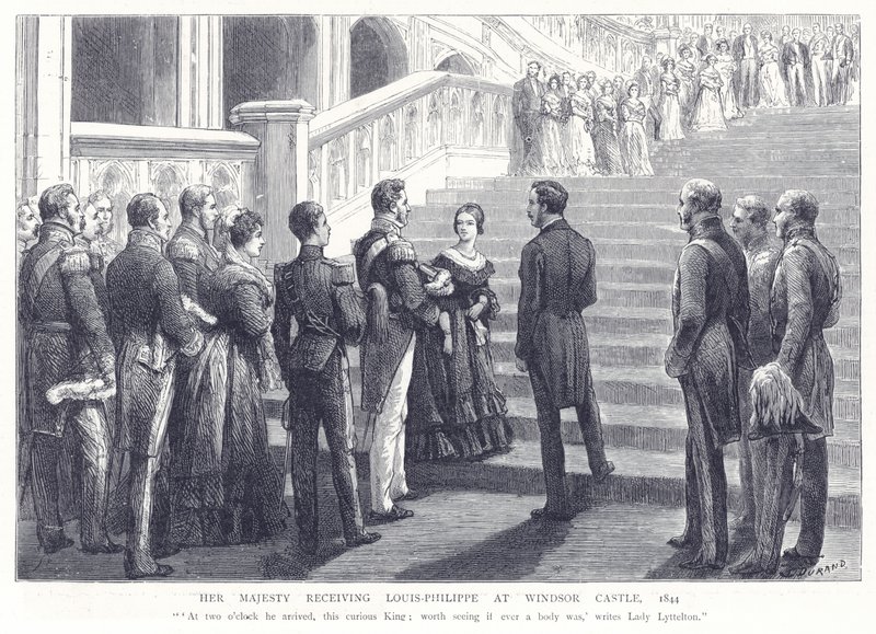 Sa Majesté recevant Louis-Philippe au Château de Windsor, 1844 - English School