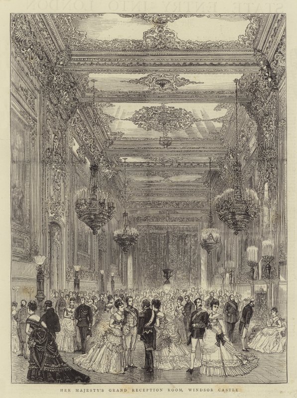 La grande salle de réception de Sa Majesté, château de Windsor (gravure) - English School