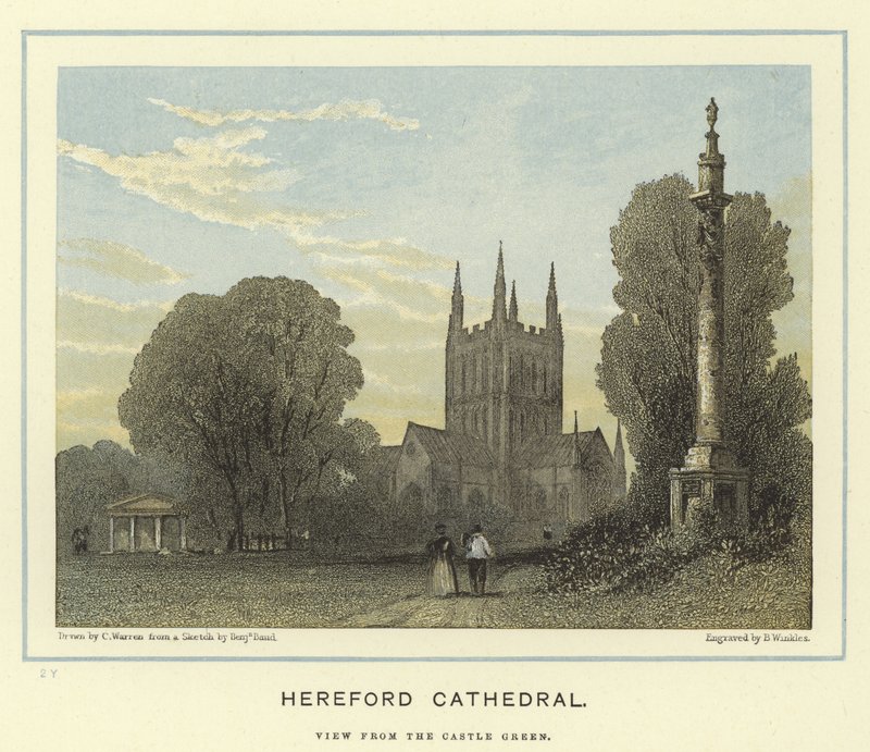 Cathédrale de Hereford, vue depuis Castle Green - English School