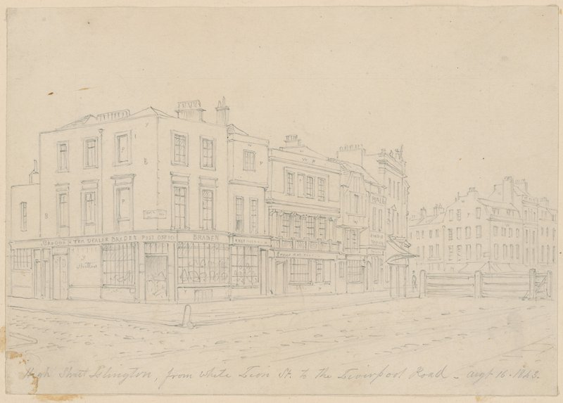 High Street Islington, de White Lion Street à Liverpool Road, 16 août 1843 - English School