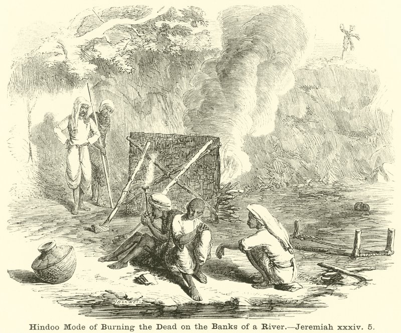 Mode hindou de brûler les morts sur les rives d