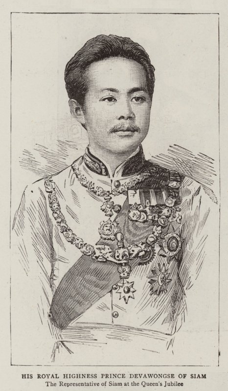 Son Altesse Royale le prince Devawongse de Siam (gravure) - English School